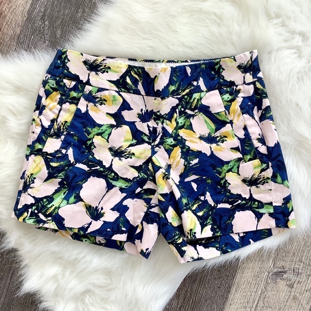J. Crew floral cotton stretch shorts size 0